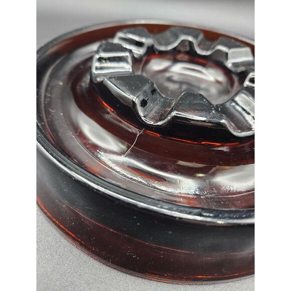 Vintage Dark Amber Brown Glass Large Cigar Cigarette Holder Ashtray MCM 7" - Picture 5 of 7